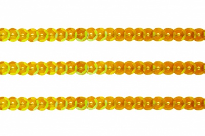 Пайетки "ОмТекс" на нитях, CREAM, 6 мм С / упак.73+/-1м, цв. 92 - золото - купить в Каменске-Уральском. Цена: 484.77 руб.