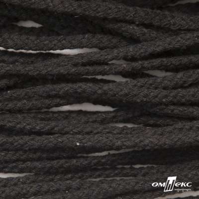 Шнур плетеный d-6 мм круглый, 70% хлопок 30% полиэстер, уп.90+/-1 м, цв.1078-черный - купить в Каменске-Уральском. Цена: 594 руб.