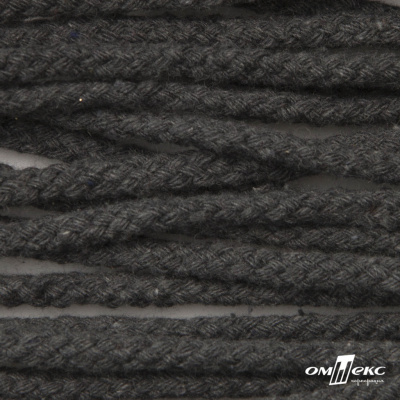 Шнур плетеный d-6 мм круглый, 70% хлопок 30% полиэстер, уп.90+/-1 м, цв.1088-т.серый - купить в Каменске-Уральском. Цена: 588 руб.