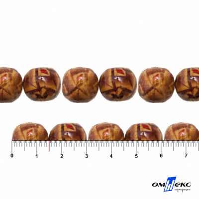 0133-Бусины деревянные "ОмТекс", 15 мм, упак.50+/-3шт - купить в Каменске-Уральском. Цена: 77 руб.