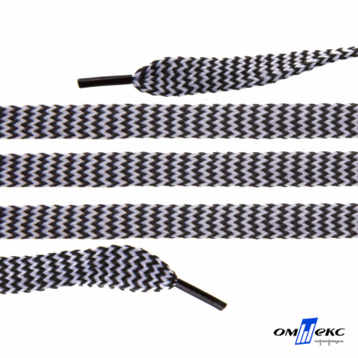 Шнурки #107-07, плоские 130 см, двухцветные цв.серый/чёрный - купить в Каменске-Уральском. Цена: 23.03 руб.
