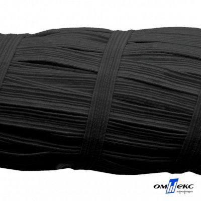 Резиновые нити с текстильным покрытием, шир. 6 мм (55 м/уп), цв.-черный - купить в Каменске-Уральском. Цена: 210.75 руб.