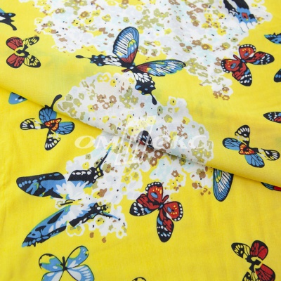 Плательная ткань "Софи" 7.2, 75 гр/м2, шир.150 см, принт бабочки - купить в Каменске-Уральском. Цена 241.49 руб.