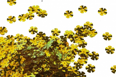 Пайетки "ОмТекс" россыпью,DOUBLE SIDED GOLD,цветок 14 мм/упак.50 гр, цв. 0460-золото - купить в Каменске-Уральском. Цена: 80.12 руб.