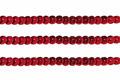 Пайетки "ОмТекс" на нитях, SILVER-BASE, 6 мм С / упак.73+/-1м, цв. 3 - красный - купить в Каменске-Уральском. Цена: 468.37 руб.