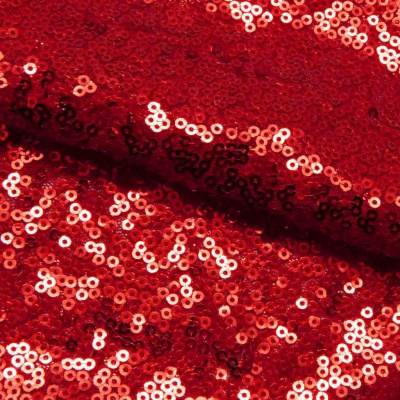 Сетка с пайетками №8, 188 гр/м2, шир.140см, цвет красный - купить в Каменске-Уральском. Цена 438.03 руб.