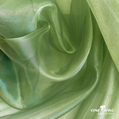 Ткань органза, 100% полиэстр, 28г/м2, шир. 150 см, цв. #27 зеленый - купить в Каменске-Уральском. Цена 86.24 руб.