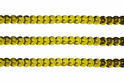 Пайетки "ОмТекс" на нитях, SILVER-BASE, 6 мм С / упак.73+/-1м, цв. 7 - св.золото - купить в Каменске-Уральском. Цена: 468.37 руб.