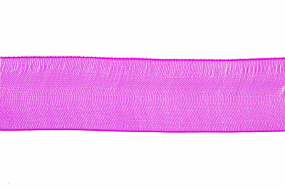 Лента органза 1015, шир. 10 мм/уп. 22,8+/-0,5 м, цвет ярк.розовый - купить в Каменске-Уральском. Цена: 38.39 руб.