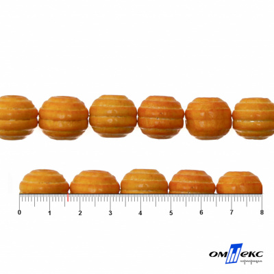 0309-Бусины деревянные "ОмТекс", 16 мм, упак.50+/-3шт, цв.003-оранжевый - купить в Каменске-Уральском. Цена: 62.22 руб.