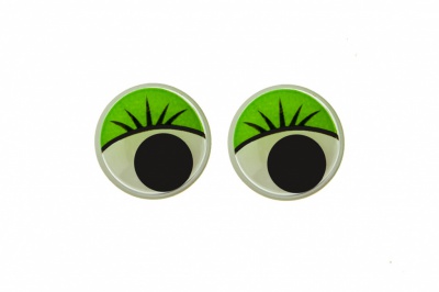 Глазки для игрушек, круглые, с бегающими зрачками, 12 мм/упак.50+/-2 шт, цв. -зеленый - купить в Каменске-Уральском. Цена: 96.01 руб.