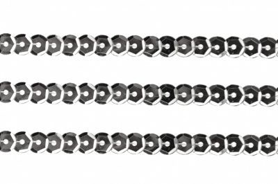 Пайетки "ОмТекс" на нитях, SILVER-BASE, 6 мм С / упак.73+/-1м, цв. 1 - серебро - купить в Каменске-Уральском. Цена: 468.37 руб.