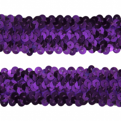 Тесьма с пайетками 12, шир. 30 мм/уп. 25+/-1 м, цвет фиолет - купить в Каменске-Уральском. Цена: 1 098.48 руб.