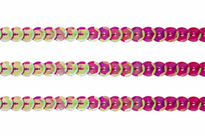 Пайетки "ОмТекс" на нитях, CREAM, 6 мм С / упак.73+/-1м, цв. 89 - розовый - купить в Каменске-Уральском. Цена: 468.37 руб.