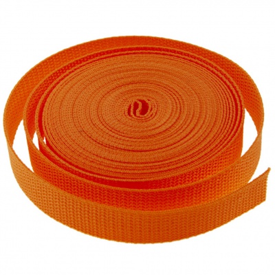 Стропа текстильная, шир. 25 мм (в нам. 50+/-1 ярд), цвет оранжевый - купить в Каменске-Уральском. Цена: 409.94 руб.