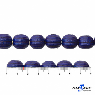 0309-Бусины деревянные "ОмТекс", 16 мм, упак.50+/-3шт, цв.006-синий - купить в Каменске-Уральском. Цена: 62.22 руб.
