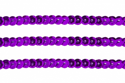 Пайетки "ОмТекс" на нитях, SILVER-BASE, 6 мм С / упак.73+/-1м, цв. 12 - фиолет - купить в Каменске-Уральском. Цена: 300.55 руб.